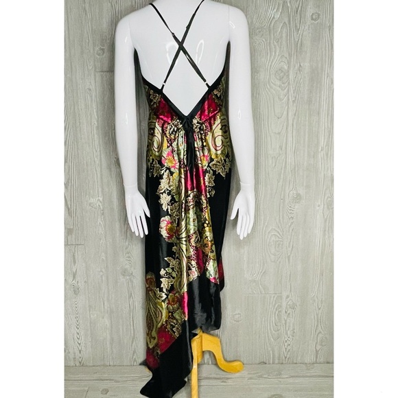 Cocoa blue Silky long sleeveless beach kimono asymmetrical handkerchief dress m - Picture 9 of 9